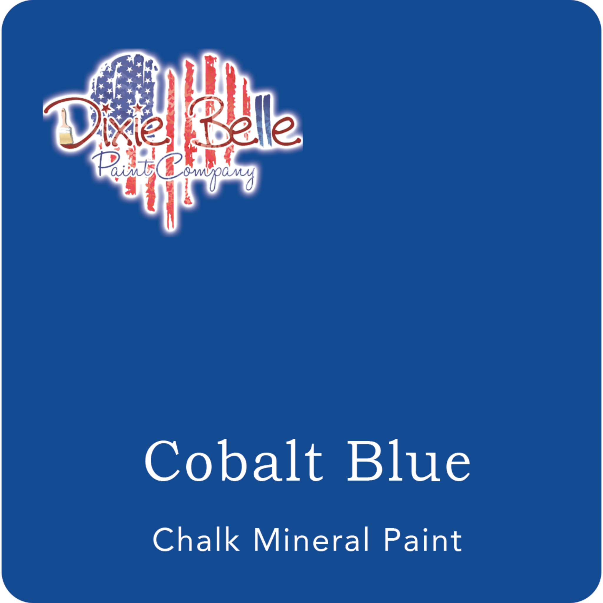 A square swatch card of Dixie Belle Paint Company’s Chocolate Chalk Mineral Paint. This color is a bright vibrant blue.