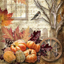 A3 rice paper design of pumpkins and gourds on a fall background.