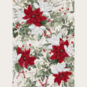 A0 rice paper design of red and white poinsettias with leaves on a vintage white background. White borders are on the sides.