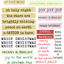 Close-up of a rice paper design of Christmas song lyrics and sayings. 
