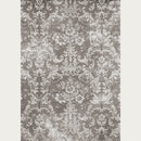 Rice paper featuring a light colored distressed floral damask design against a grey background.