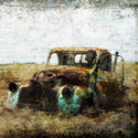 Vintage style Abandoned car A1 Decoupage Rice Paper close up.