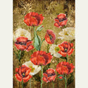 Colorful Poppies A1 Decoupage Rice Paper. White borders on the sides.
