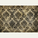Vintage style Weathered Damask A0 Decoupage Rice Paper. White borders on the top and bottom.
