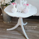 A vintage side table refurbished by Chic and Shabby Furniture by Rebecca is painted in Dixie Belle's Cotton chalk mineral paint.