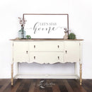 A vintage entry-way table refurbished by Lily Moon Vintage is painted in Dixie Belle's Drop Cloth chalk mineral paint.