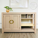 A small console table refurbished by Rivival of the Thriftest is painted in Dixie Belle's Mud Puddle chalk mineral paint.