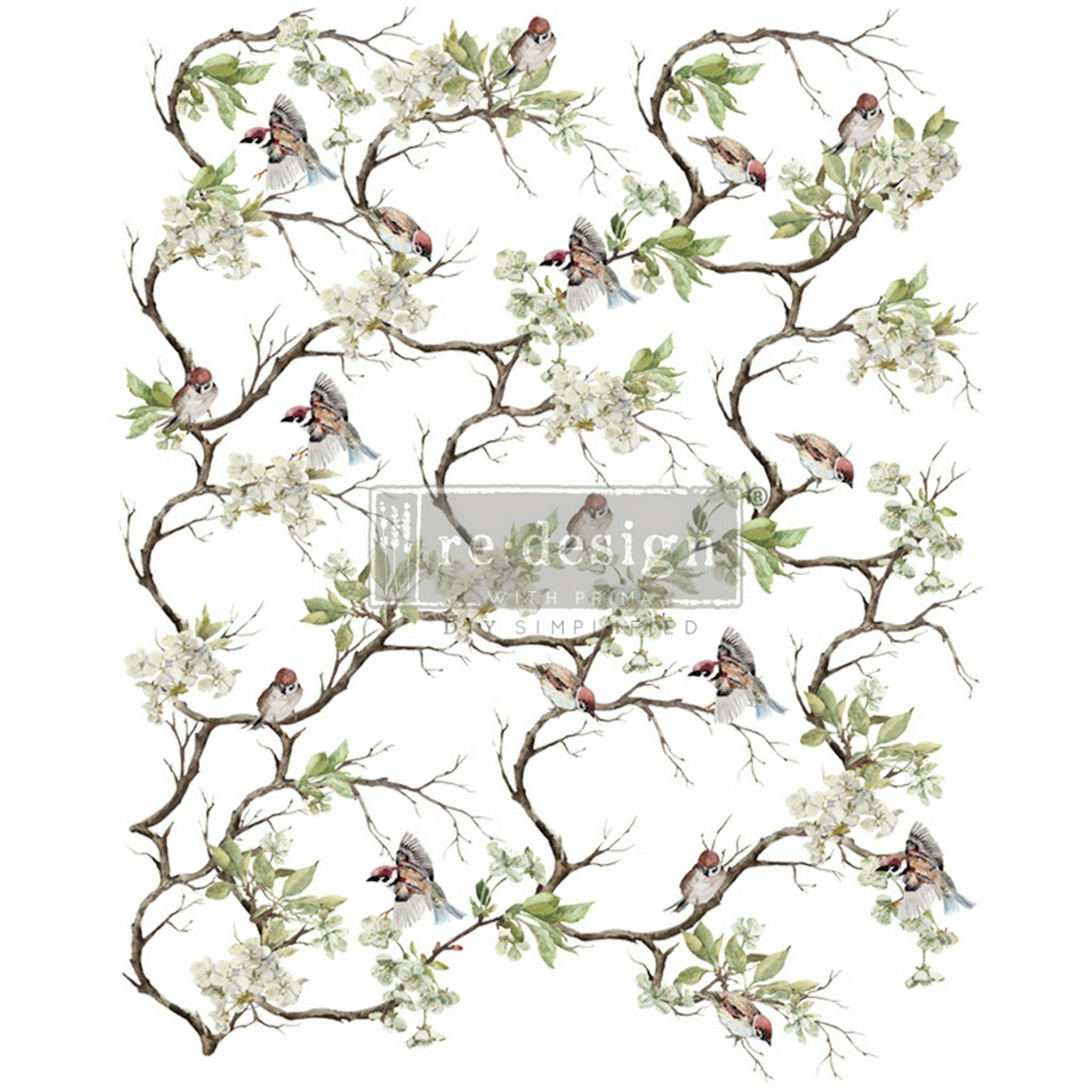 Colorful Blossom Flight transfer design on a white background. A transparent redesign logo on top.