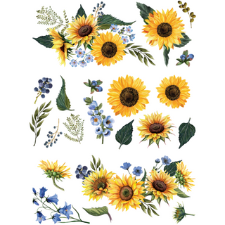 Vintage hydrangea flowers botanical design in light blue and yellow - Vintage  Flowers - Sticker