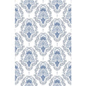 Rub-on transfer of a delicate blue damask design.