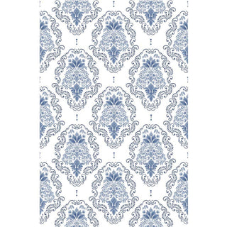 Rub-on transfer of a delicate blue damask design.