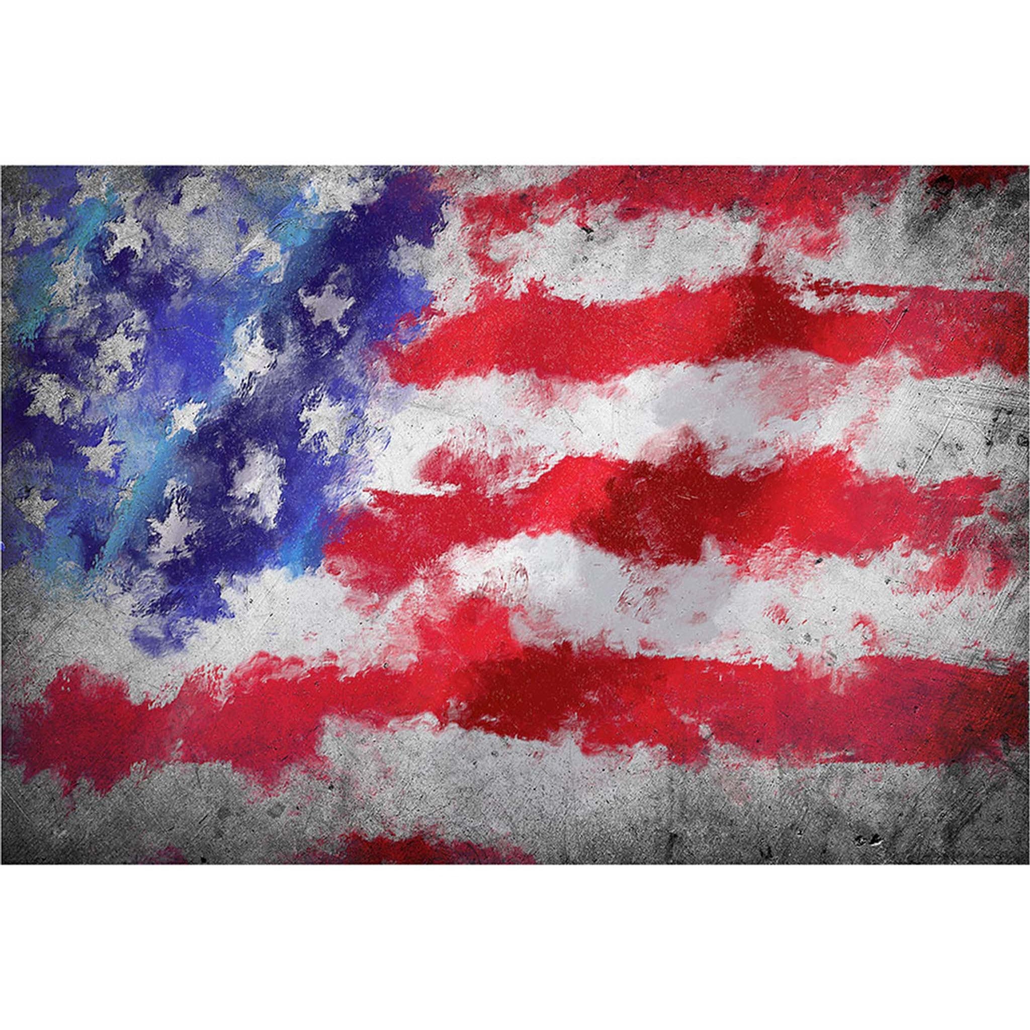 Rice paper design of a watercolor style American flag. White borders are on the top and bottom.