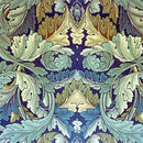 A3 rice paper design that features a fabric design of large green and gold foliage against a dark blue background.