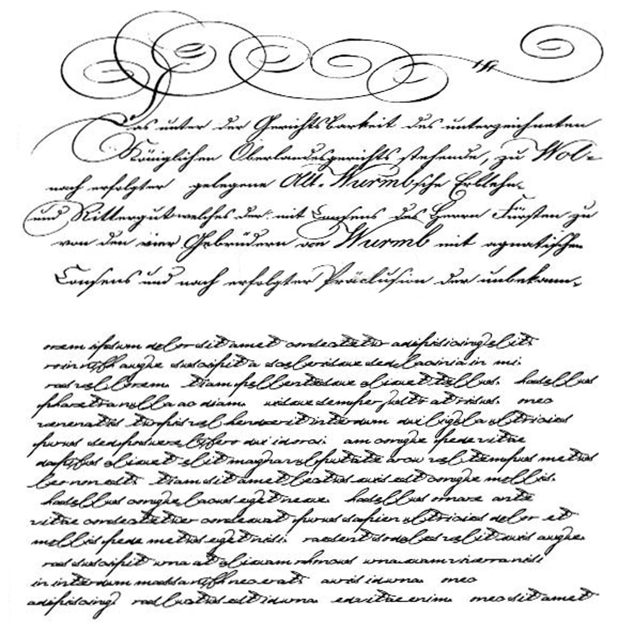 Small rub-on transfer of a black script written letter on a white background.