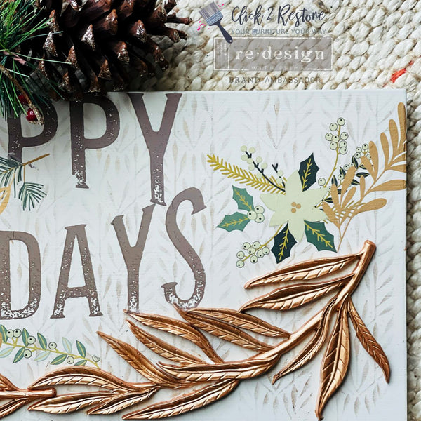 A small wood craft created by Click 2 Restore features the Holiday Spirits small transfer on it.