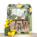 A wood photo frame is painted light green and features ReDesign with Prima's Lemon small transfer on it.