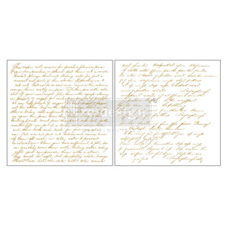 2 sheets of a small rub-on transfer design of gold script handwriting.