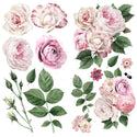 Small rub-on transfers of roses and leaves of roses.
