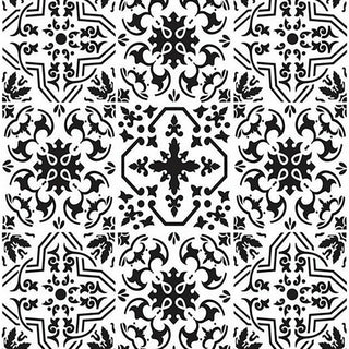 Black and white Tiles 14 by 18 stencil design.