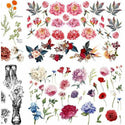 Rub-on transfers of multiple different colorful flower designs.